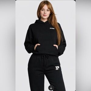 PINK Victoria's Secret Black Hoodie and sweatpants set! Size S/XS